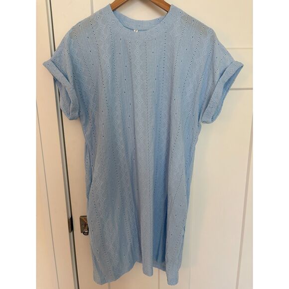 Women’s Light Blue Short Sleeve Casual Dress with Pockets Size S NWOT - Picture 2 of 8